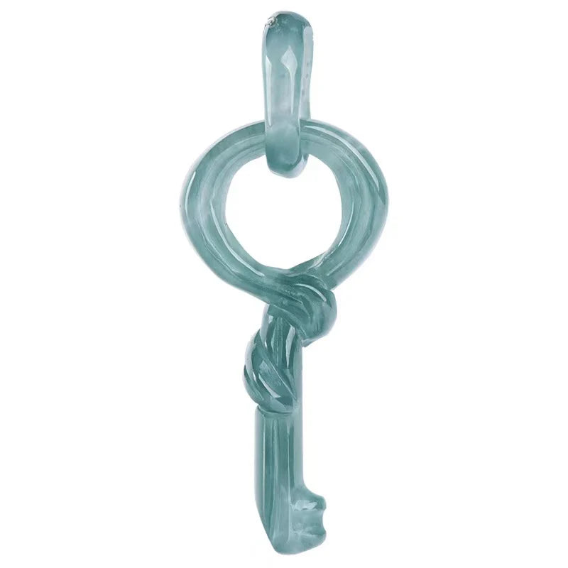 Fengshui Icy Jade Key Pendant Necklace