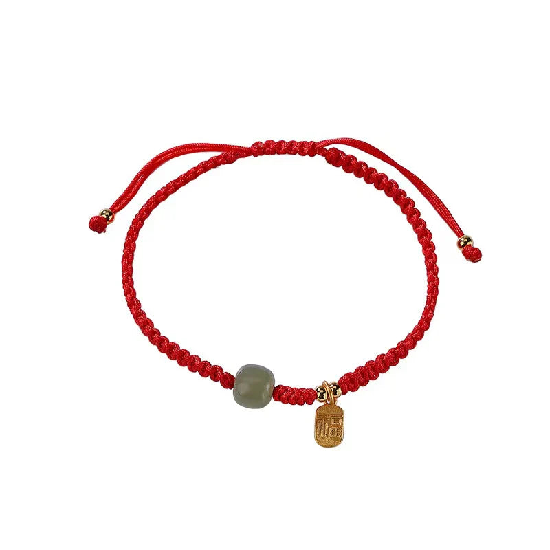 Fu Jade Bead String Bracelet For Couple - good luck