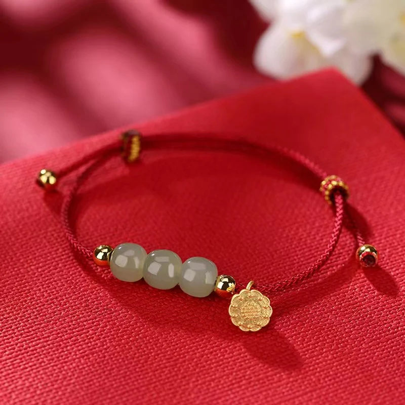 Lotus Flower Red String Bracelet - Purity and Perfection