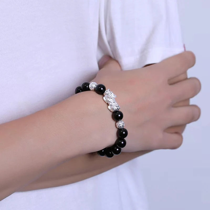 Pixiu Protection Bracelet - Black Obisidian Stone