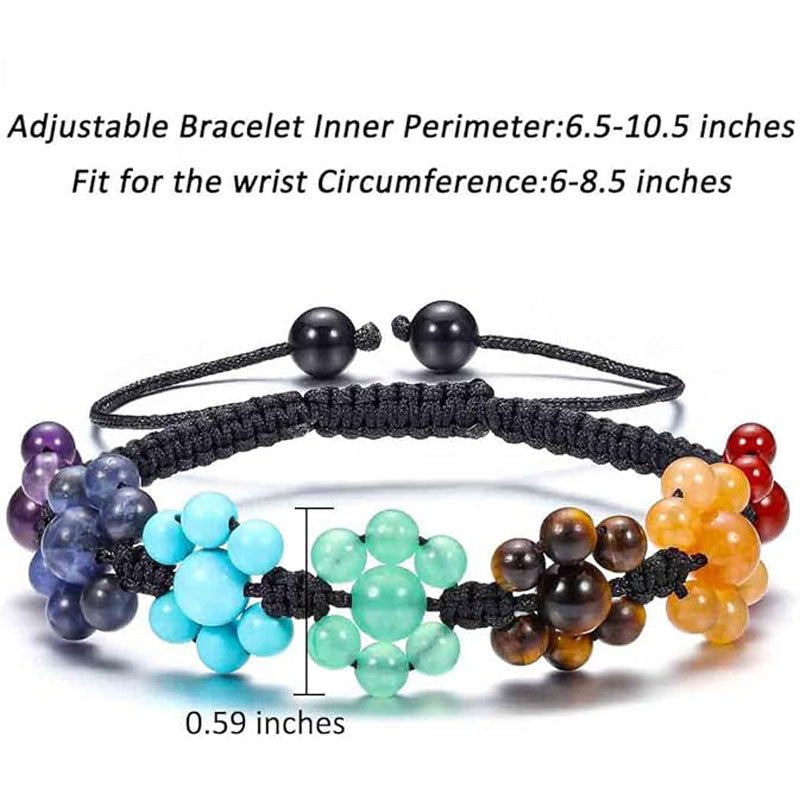 7 Chakras Healing Crystals Bead Bracelet, Yoga Stone Beads Bracelets Meditation Relax Anxiety