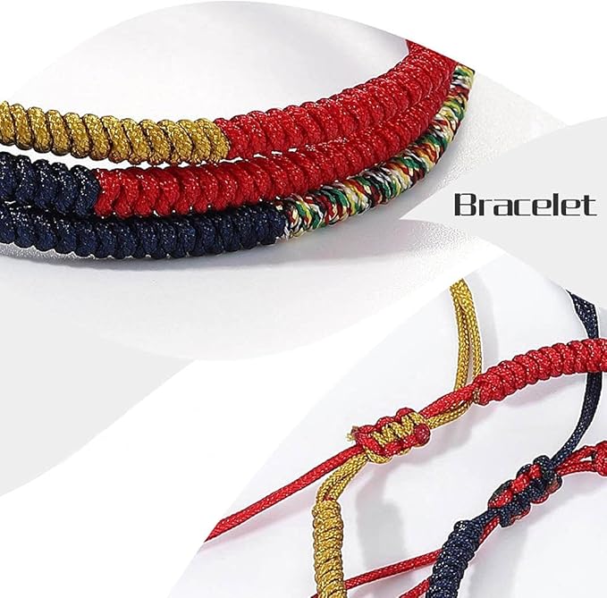 Tibetan Buddhist Handmade Lucky Knot Rope Bracelet, Freedom from Suffering, Braided Friendship Matching Bracelets for Men Women