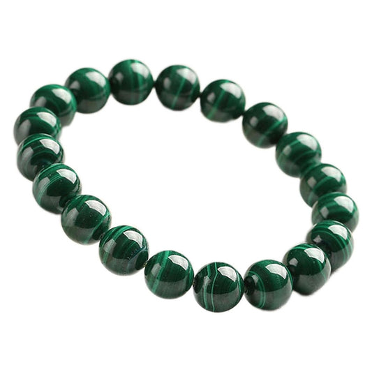 Natural Collectible Green Malachite Bracelet, Feng Shui Fortune Crystal Bracelet, 6A Crystal Amulet Talisman for Prosperity Money Good Luck