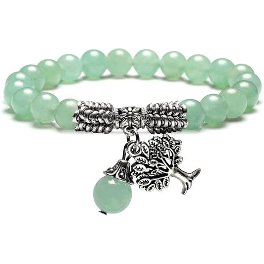 8MM Green Aventurine Natural Gemstone Life Tree Lucky Charm Stretch Bracelet