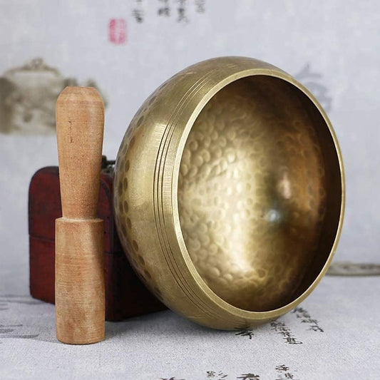 Tibet Singing Bowl Deensemble with Mallet and Cushion Silk Yoga Prayer Meditation Relief, Metal Bowl Meditation