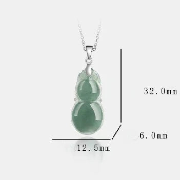 Ice Jade Wulu Pendant 925 Silver Necklace - Full Of Blessings