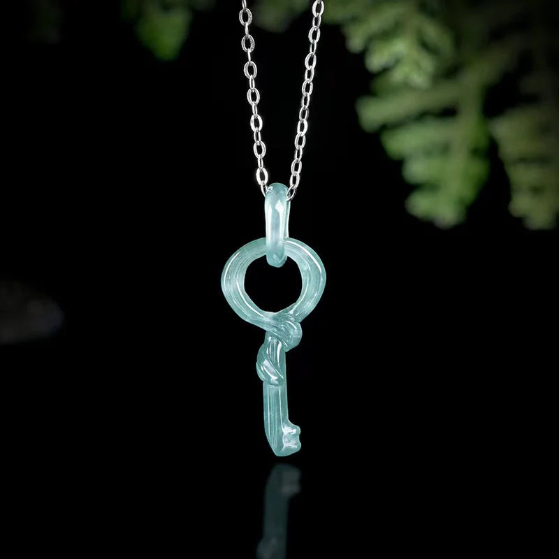 Fengshui Icy Jade Key Pendant Necklace