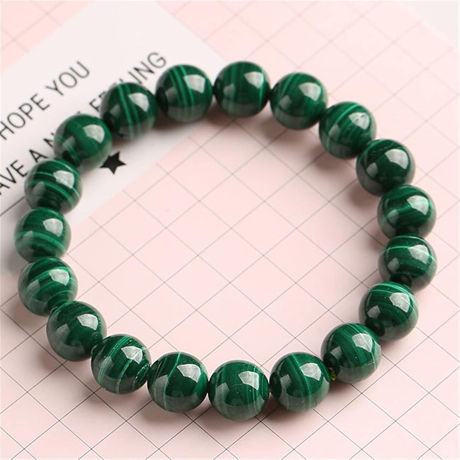 Natural Collectible Green Malachite Bracelet, Feng Shui Fortune Crystal Bracelet, 6A Crystal Amulet Talisman for Prosperity Money Good Luck