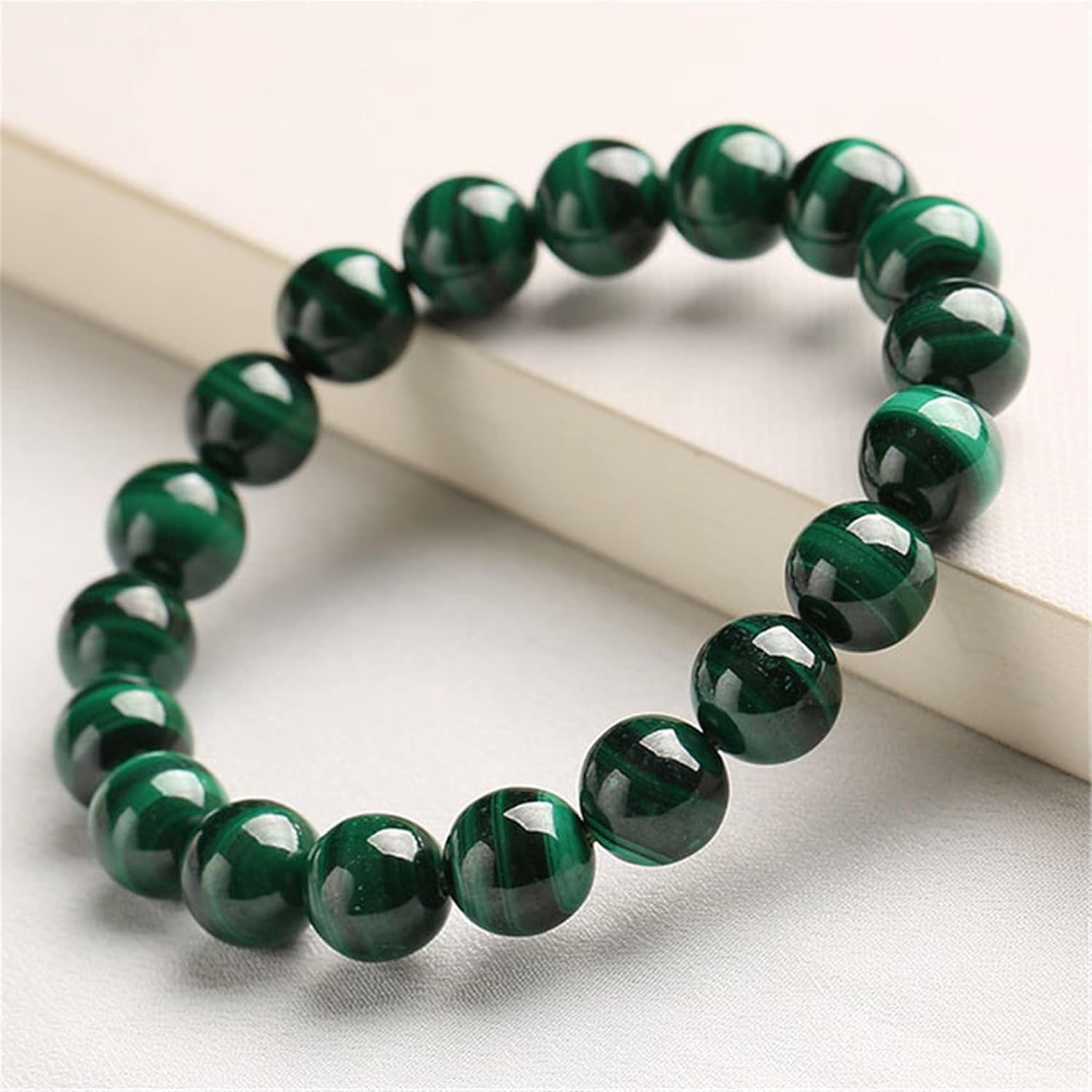 Natural Collectible Green Malachite Bracelet, Feng Shui Fortune Crystal Bracelet, 6A Crystal Amulet Talisman for Prosperity Money Good Luck