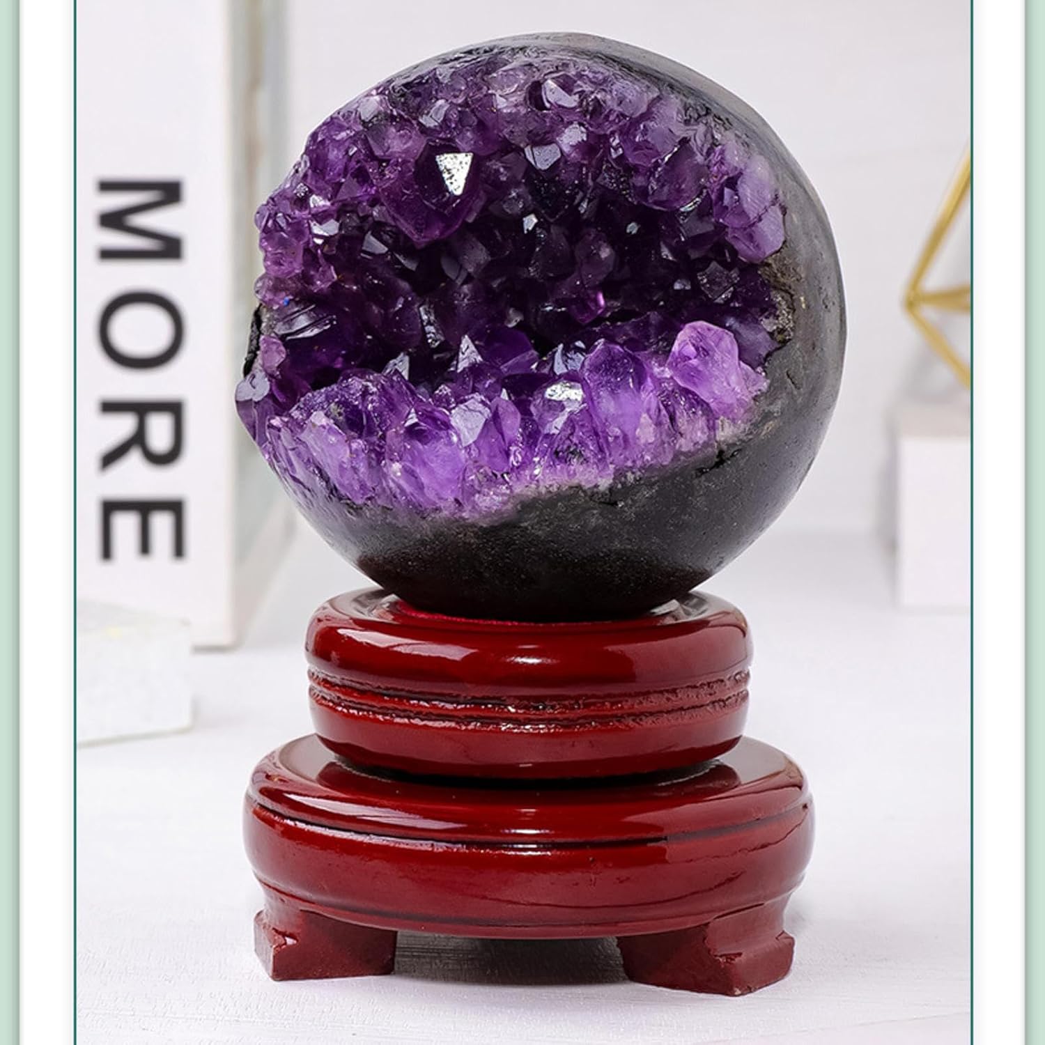 Natural Amethyst Cluster, Feng Shui Decorative Ball, Open Smile Crystal Hole Money Bag Halloween Gift Bedroom Decorations