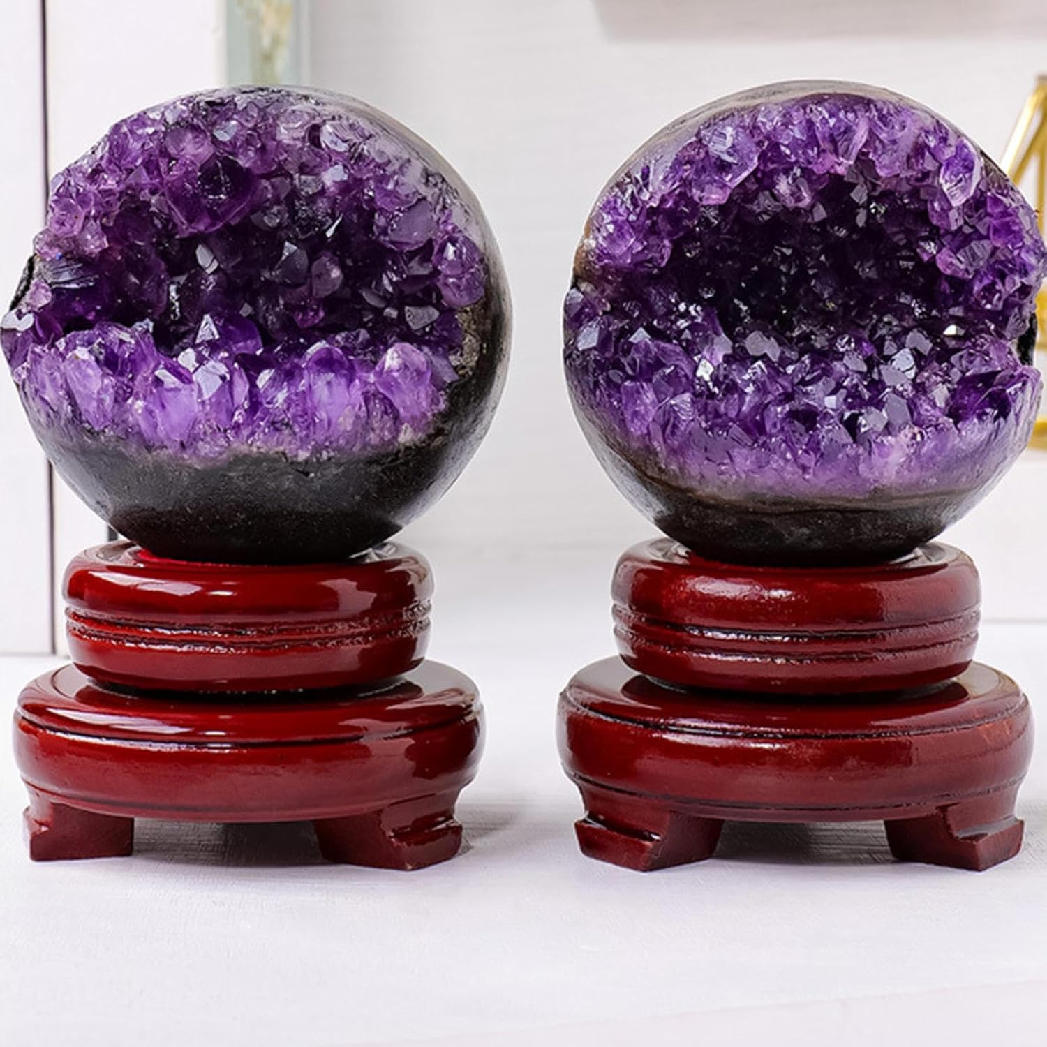 Natural Amethyst Cluster, Feng Shui Decorative Ball, Open Smile Crystal Hole Money Bag Halloween Gift Bedroom Decorations