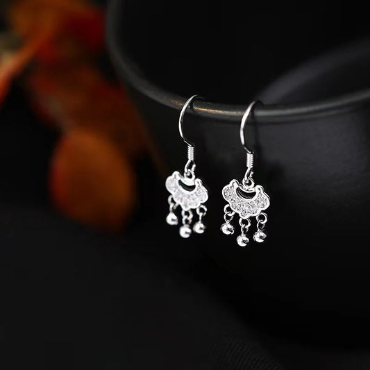 Peace Lock 999 Sterling Silver Earrings - Happiness And Peace