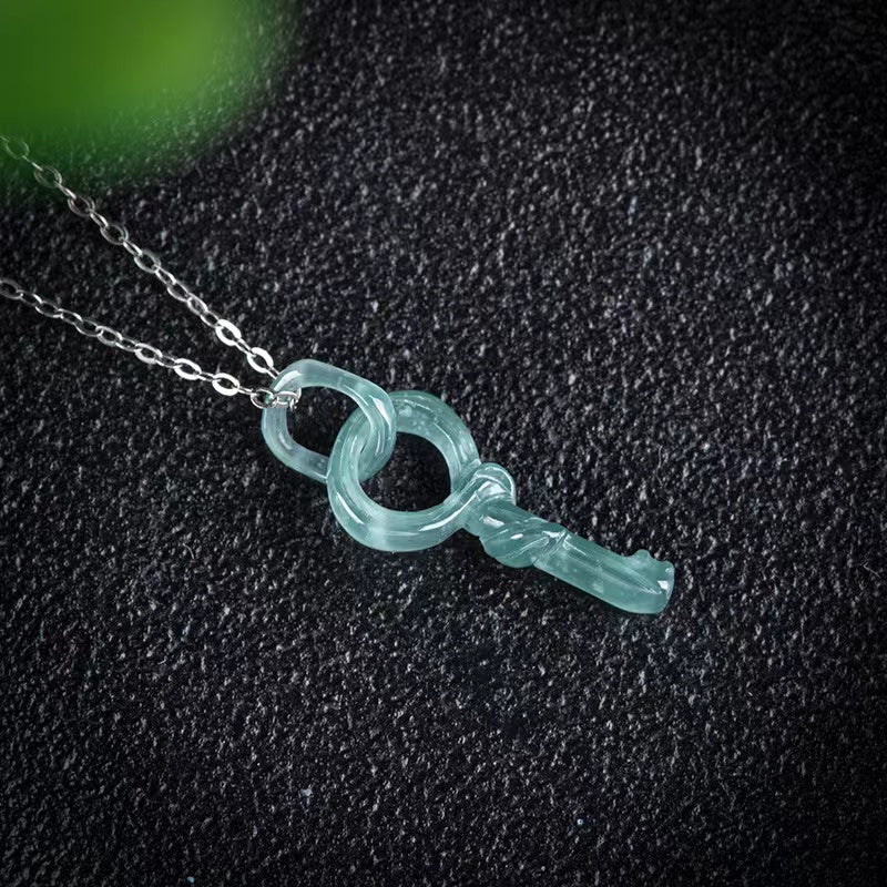 Fengshui Icy Jade Key Pendant Necklace