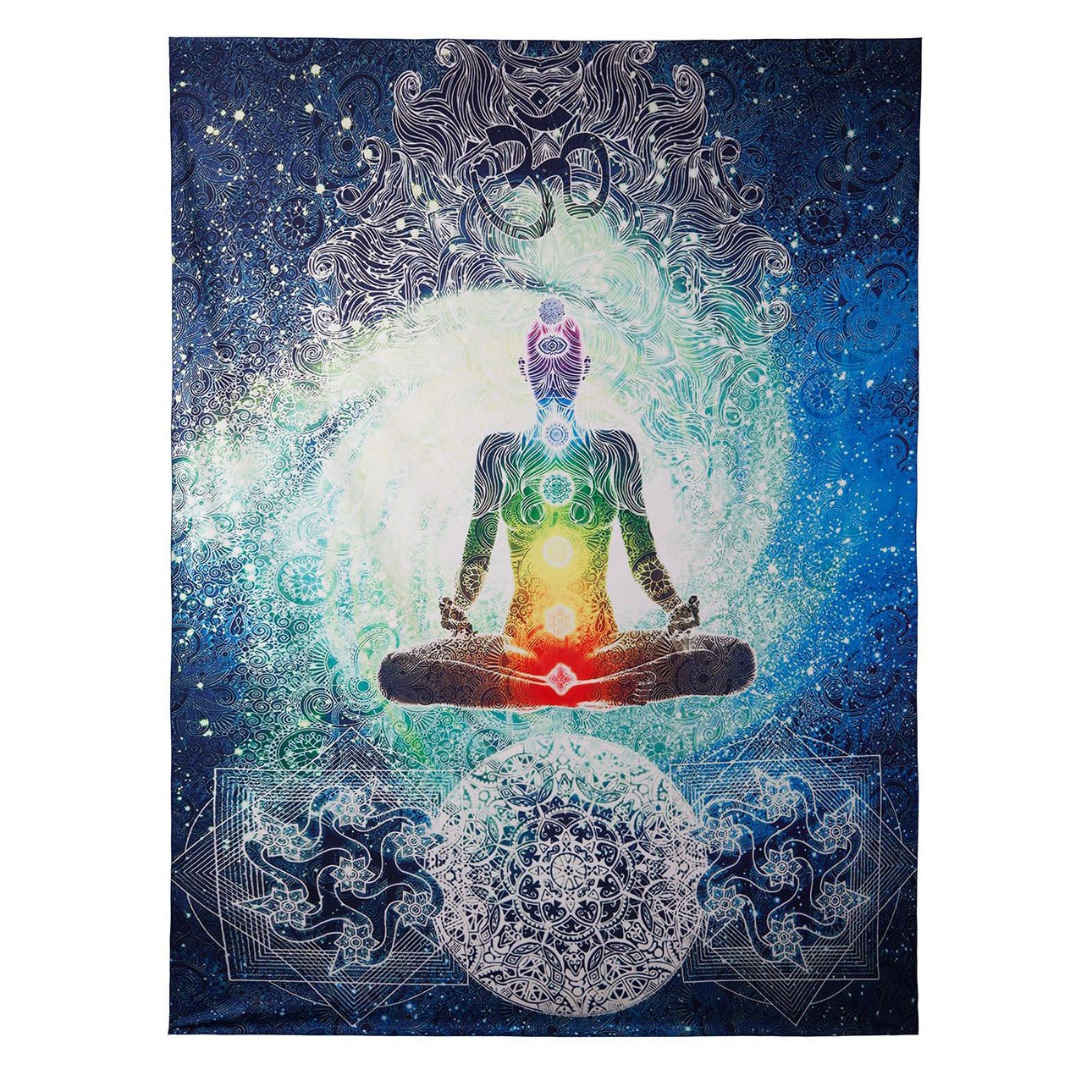 7 Chakra Yoga Tapestry, Mandala Design Tie Dye Hippie Psychedelic Printed Art Wall Hanging Decor, 150x200 Buddha Yoga Meditation Studio Room Tapestry Poster