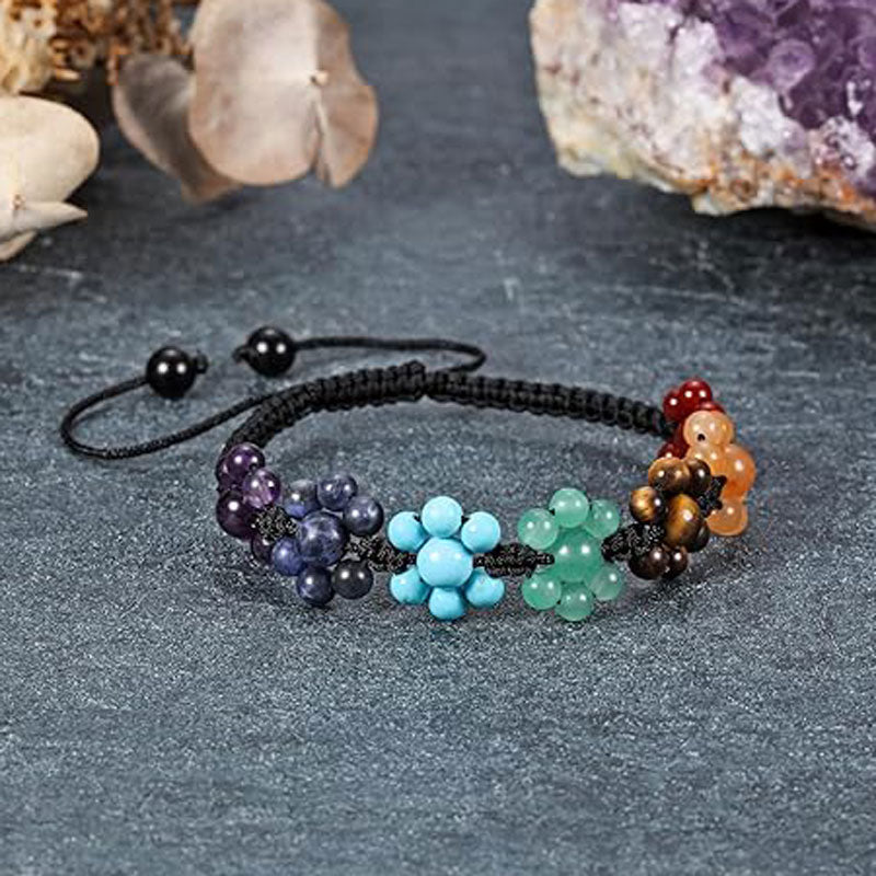 7 Chakras Healing Crystals Bead Bracelet, Yoga Stone Beads Bracelets Meditation Relax Anxiety