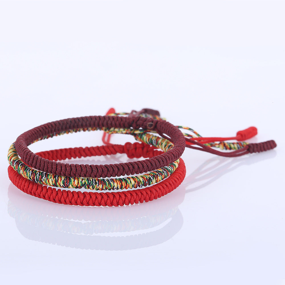 Tibetan Buddhist Knot Lucky Rope Bracelet, Attract Good Luck & Prosperity with this Traditional Handmade Adjustable Red Charm Bracelet