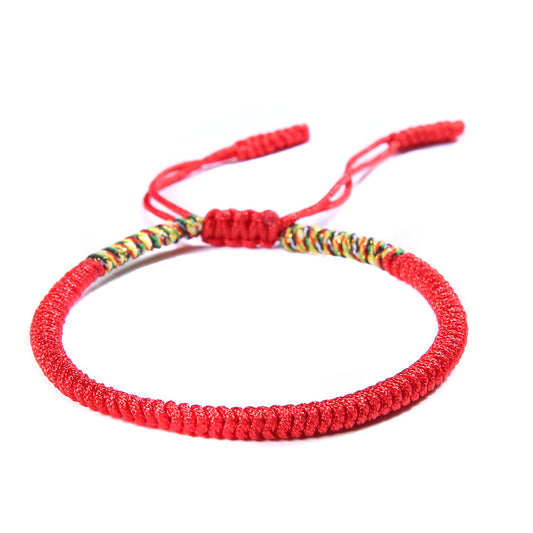 Hand-Knitted Tibetan Rope Bracelet, Women Men Handmade Knot Braided Rope Jewelry, Adjustable Lucky Original Ethnic Wind-Woven Bracelet