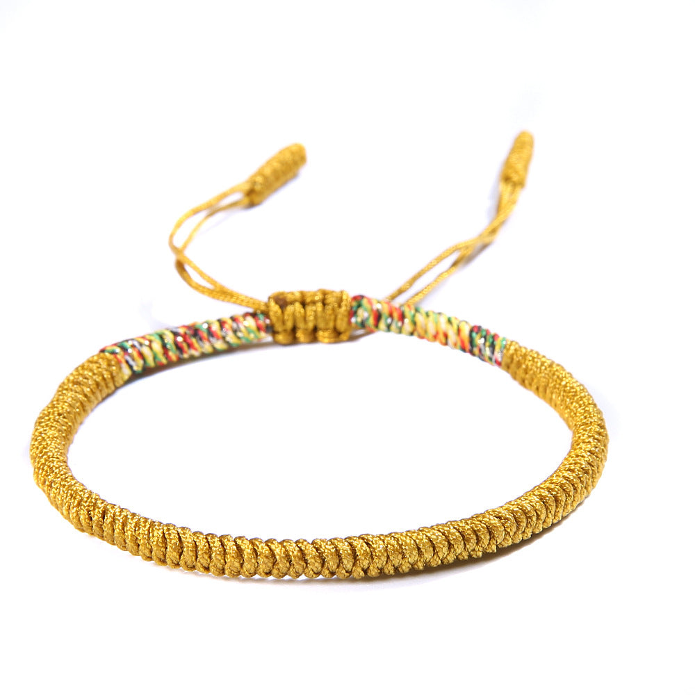 Hand-Knitted Tibetan Rope Bracelet, Women Men Handmade Knot Braided Rope Jewelry, Adjustable Lucky Original Ethnic Wind-Woven Bracelet