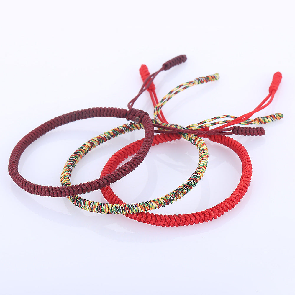 Tibetan Buddhist Knot Lucky Rope Bracelet, Attract Good Luck & Prosperity with this Traditional Handmade Adjustable Red Charm Bracelet