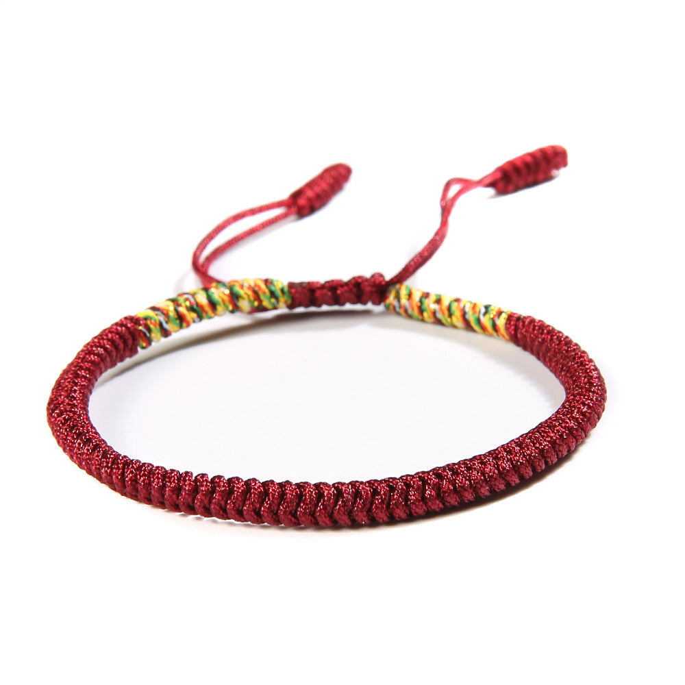 Hand-Knitted Tibetan Rope Bracelet, Women Men Handmade Knot Braided Rope Jewelry, Adjustable Lucky Original Ethnic Wind-Woven Bracelet