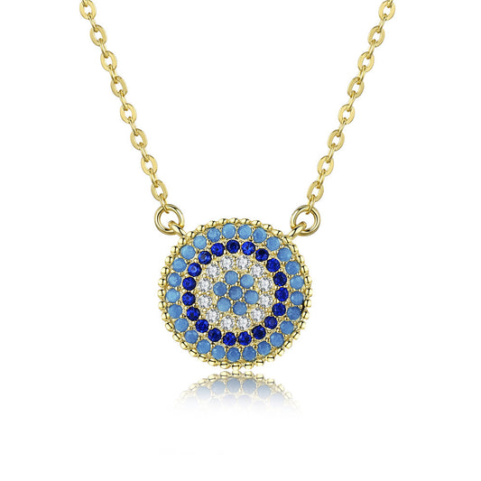 925 Silver Evil Eye Pendant Round Necklace