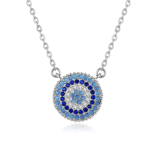 925 Silver Evil Eye Pendant Round Necklace