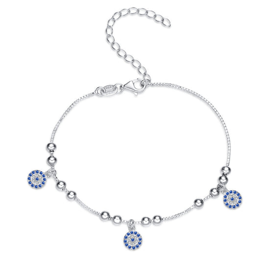 S925 Silver Classic Blue Evil Eye Bracelet Blue Evil Eye Chain Bracelet