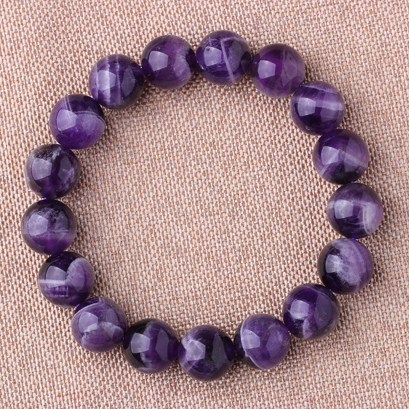 Natural Amethyst Healing Crystal Gemstone Bead Bracelet, 6mm 8mm 10mm 12mm Semi-Precious Stone Quartz Crystal Amethysts Jewelry braclets, For Peace & Clarity