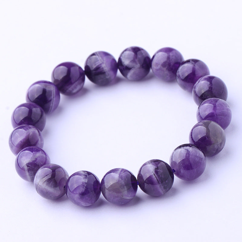 Natural Amethyst Healing Crystal Gemstone Bead Bracelet, 6mm 8mm 10mm 12mm Semi-Precious Stone Quartz Crystal Amethysts Jewelry braclets, For Peace & Clarity