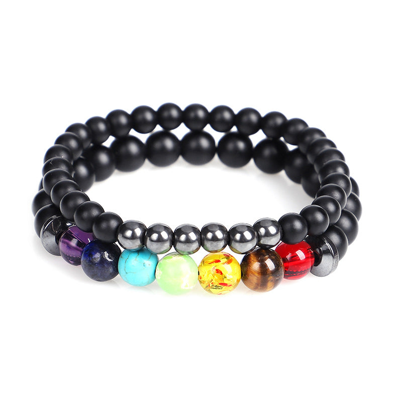 Hematite 7 Chakra Bracelet Set, Reiki Healing Natural Stone Beads Stretchable Unisex Bracelets Set for Women and Men, Inspire Wellness & Health