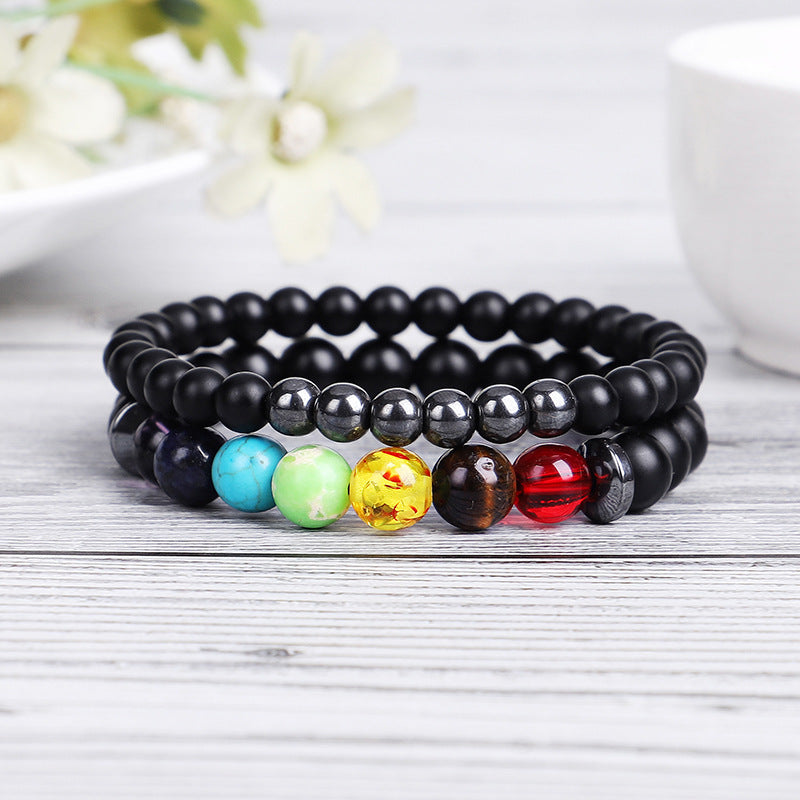 Hematite 7 Chakra Bracelet Set, Reiki Healing Natural Stone Beads Stretchable Unisex Bracelets Set for Women and Men, Inspire Wellness & Health