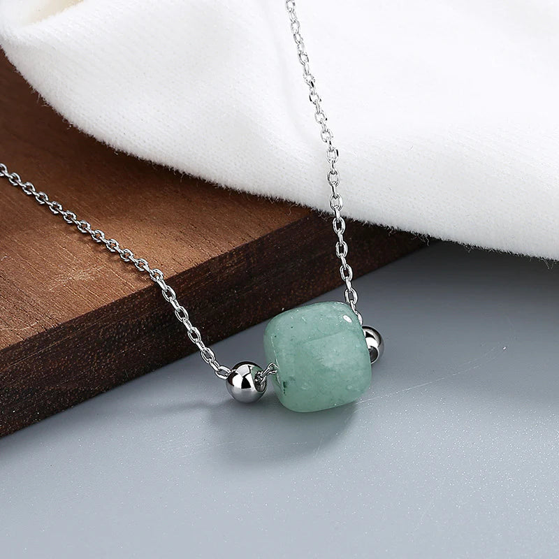 Jade Lucky Bead Pendant 925 Silver Necklace - Attract Luck