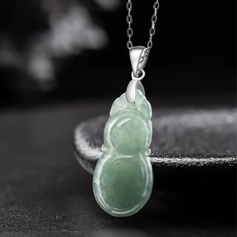 Ice Jade Wulu Pendant 925 Silver Necklace - Full Of Blessings