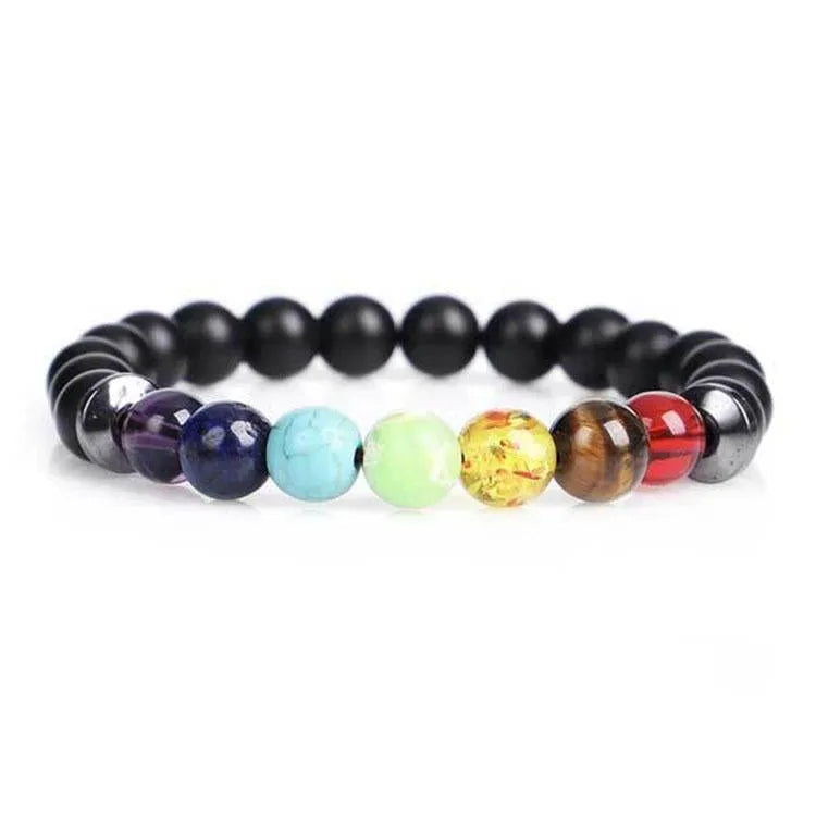 Hematite 7 Chakra Bracelet Set, Reiki Healing Natural Stone Beads Stretchable Unisex Bracelets Set for Women and Men, Inspire Wellness & Health