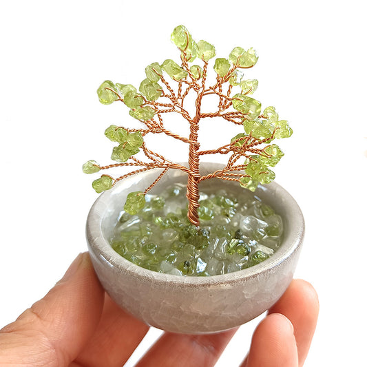 Natural Gravel Eternal Crystal Fortune Tree, Office Desktop Ornament Gem Bonsai - Spiritual Gift