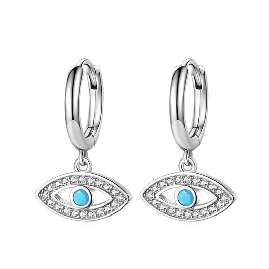 Lucky Eye Earrings Blue Turkish Evil Eye Charm 925 Sterling Silver Earrings For Women Fashion Jewelry-Style