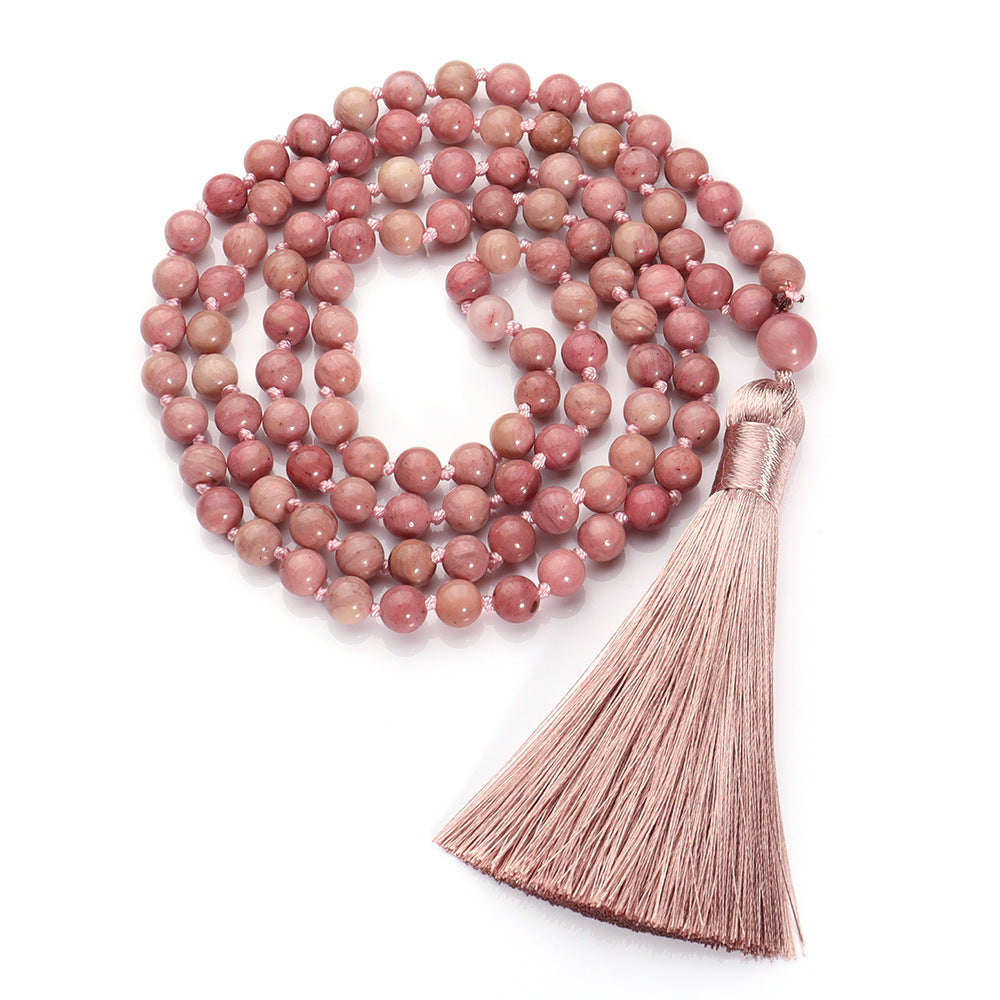 108 Mala Beads Necklace, Hand Knotted Japa Mala, 8mm Tibetan Prayer Beads, Yoga Meditation Beads Necklaces with Tree of Life Pendant