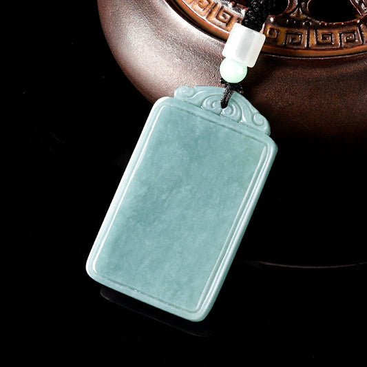 Natural A-grade jadeite blue water peace and quiet brand jade pendant ice pendant men's necklace women's jade pendant