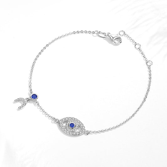 S925 Silver Devil Eye Bracelet with Full Diamond Eyes Series