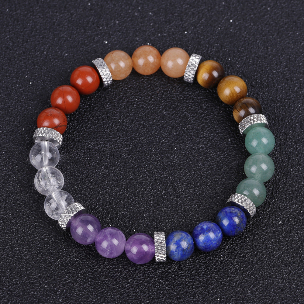 7 Chakra Healing Crystals Bracelet, Lava Rock Bracelet, Natural Gemstones Yoga Reiki Chakras Stone Beads Anxiety Braided Bracelet