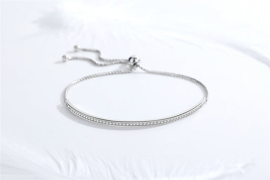 925 Silver Micro-Inlaid Zirconia Bracelet for Women Girl Dainty Slider Bracelets Jewelry