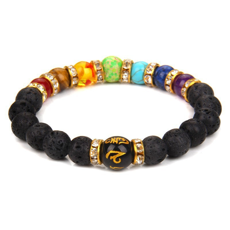 Pulsera Arus 7 Chakras Lymphatic Drainage Chakra Bracelet with Natural Stone Beaded