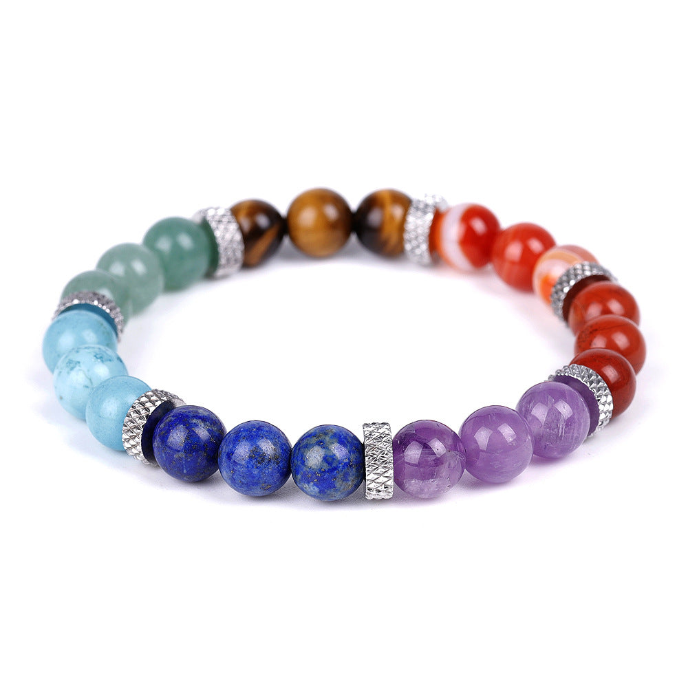 7 Chakra Healing Crystals Bracelet, Lava Rock Bracelet, Natural Gemstones Yoga Reiki Chakras Stone Beads Anxiety Braided Bracelet