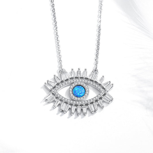 S925 sterling silver necklace Women Gift Crystal CZ Lucky Turkish Blue Eye CZ Necklace Fine Turkey Jewelry