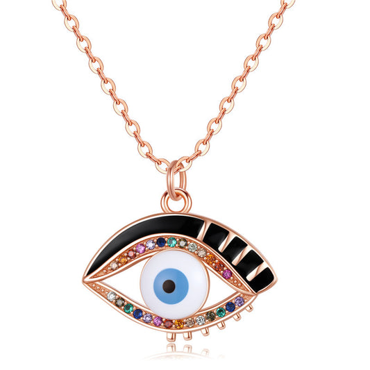 925 Sterling Silver Lucky Evil Eye Necklace for Women Blue Resin Pendant Couple Jewellery Fashion Friendship Gift