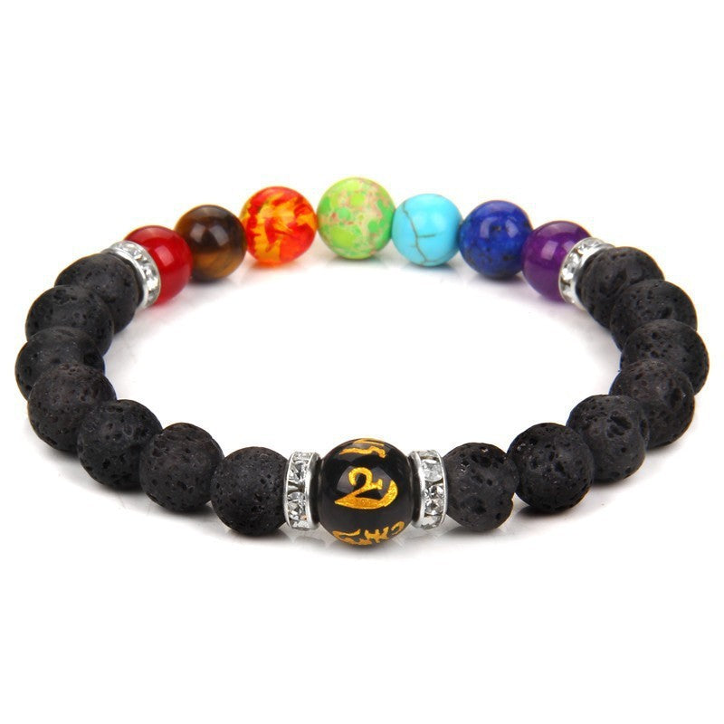 Pulsera Arus 7 Chakras Lymphatic Drainage Chakra Bracelet with Natural Stone Beaded