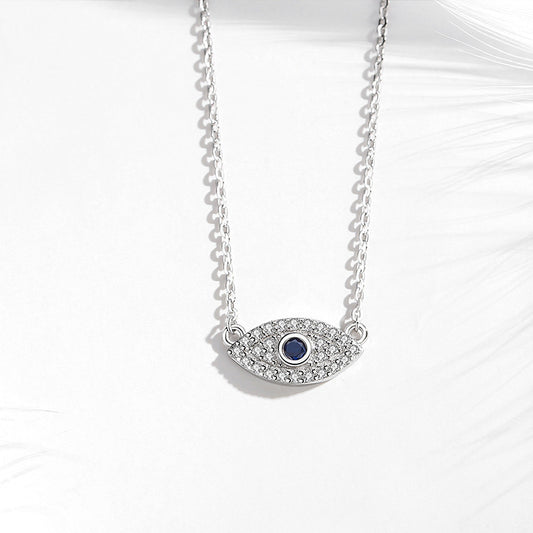 925 silver micro-inlaid zircon necklace Personalized necklace eye-shaped clavicle necklace