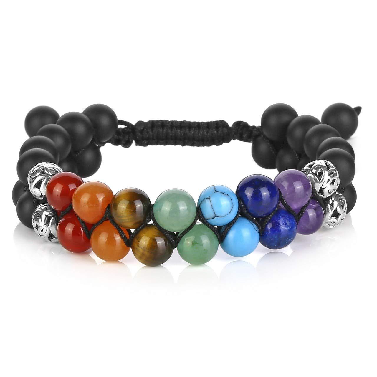 7 Chakras Healing Crystals Bead Bracelet, Yoga Stone Beads Bracelets Meditation Relax Anxiety