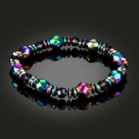 Rainbow Magnetic Hematite Wellness Bracelet, Arthritis Weight Loss Pain Relief Magnetic Bracelets, Healing Therapy Bracelet Gift Women Men Multi-color