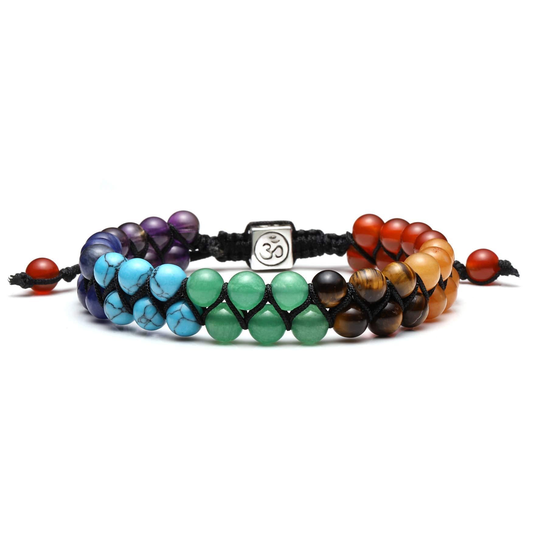 7 Chakras Healing Crystals Bead Bracelet, Yoga Stone Beads Bracelets Meditation Relax Anxiety